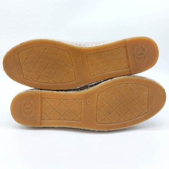 Chanel Espadrilles Laminated Lambskin Grosgrain Toe Caps Pink Silver Iridescent - Picture 6 of 12